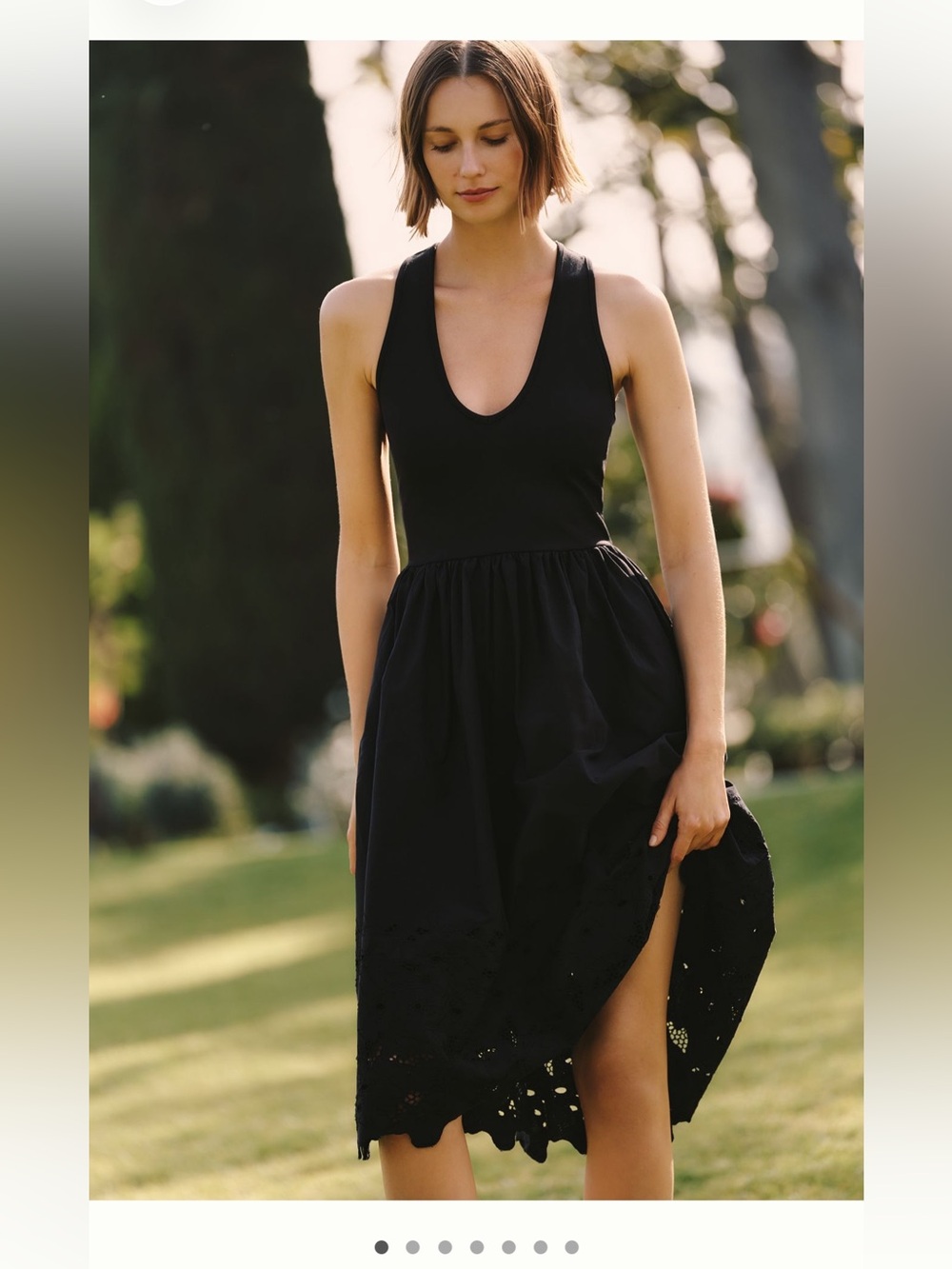 Maeve Cutwork Scoop Neck Twofer Dress